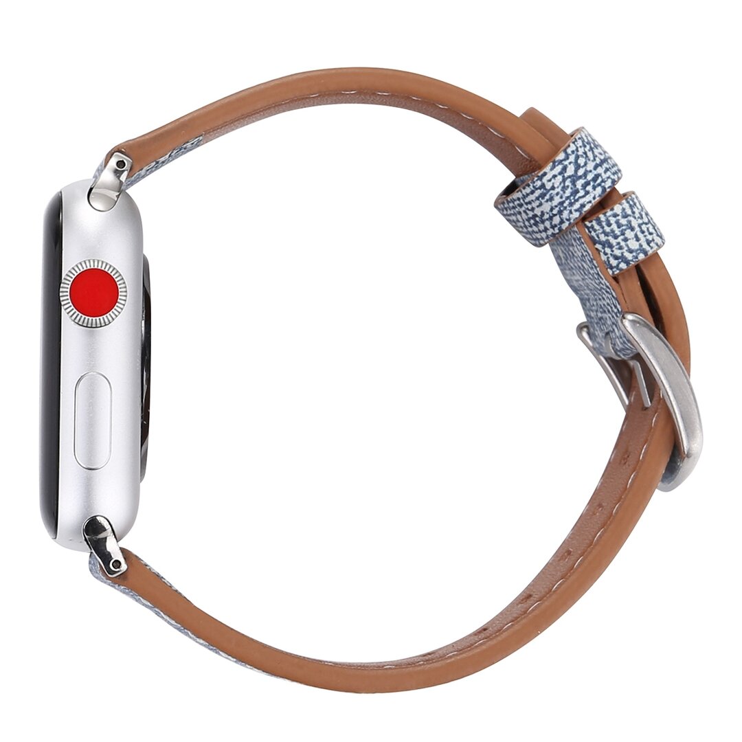 Denim Pattern Echt Leren bandje - Licht blauw - Geschikt voor Apple Watch 44mm / 45mm&nbsp;/ 46mm / 49mm