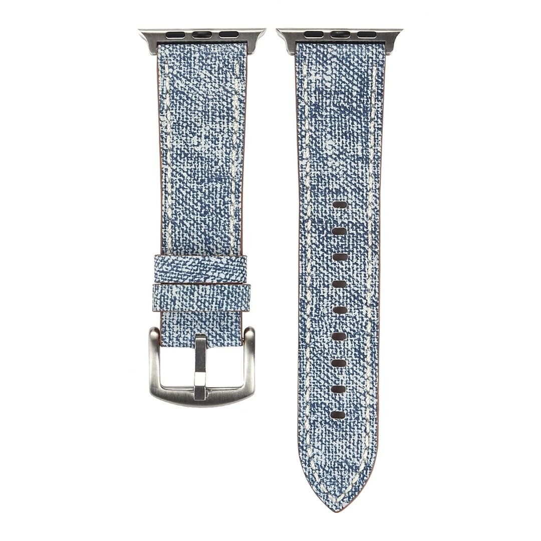 Denim Pattern Echt Leren bandje - Licht blauw - Geschikt voor Apple Watch 44mm / 45mm&nbsp;/ 46mm / 49mm