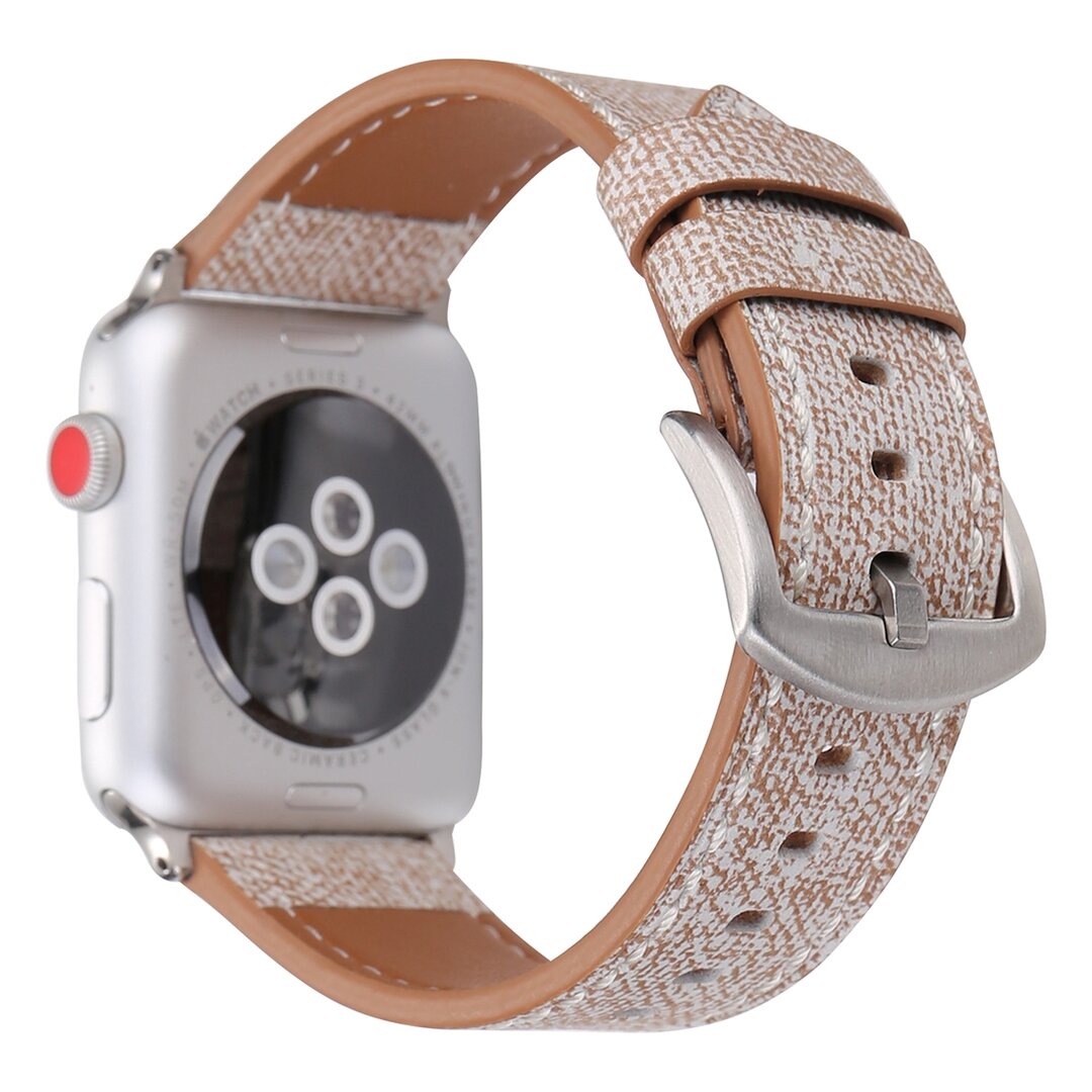 Denim Pattern Echt Leren bandje - Licht bruin - Geschikt voor Apple Watch 44mm / 45mm&nbsp;/ 46mm / 49mm
