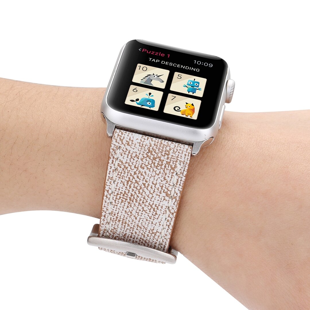 Denim Pattern Echt Leren bandje - Licht bruin - Geschikt voor Apple Watch 44mm / 45mm&nbsp;/ 46mm / 49mm