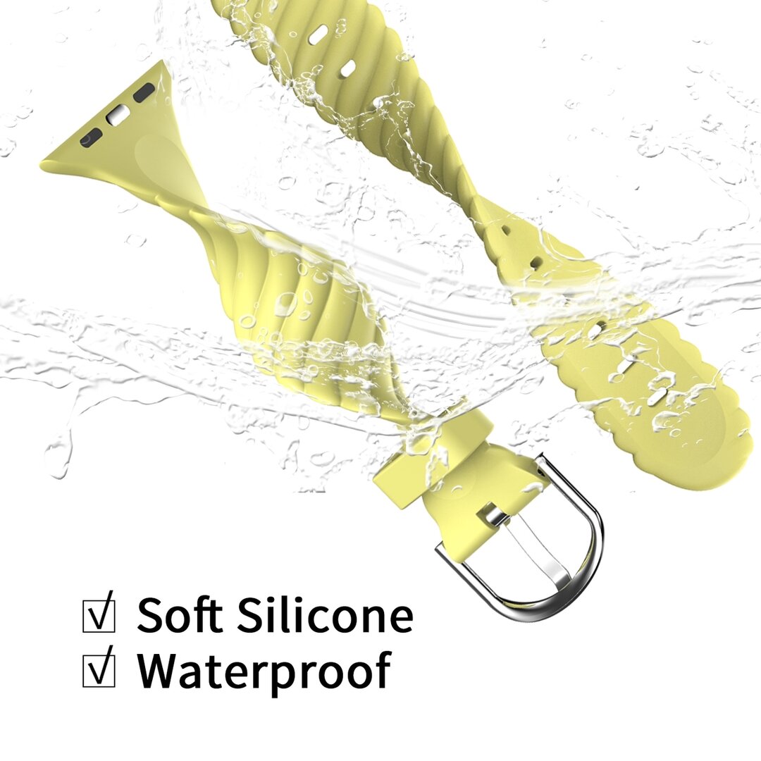 Siliconen &#039;Twist&#039; bandje - Geel - Geschikt voor Apple Watch 38mm / 40mm / 41mm / 42mm