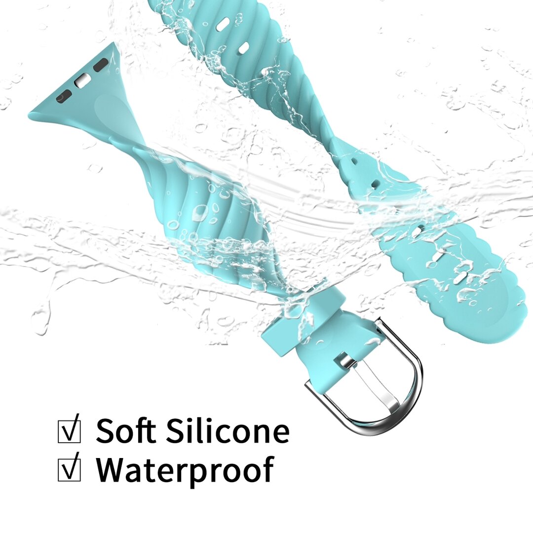 Siliconen 'Twist' bandje - Lichtblauw - Geschikt voor Apple Watch 44mm / 45mm&nbsp;/ 46mm / 49mm