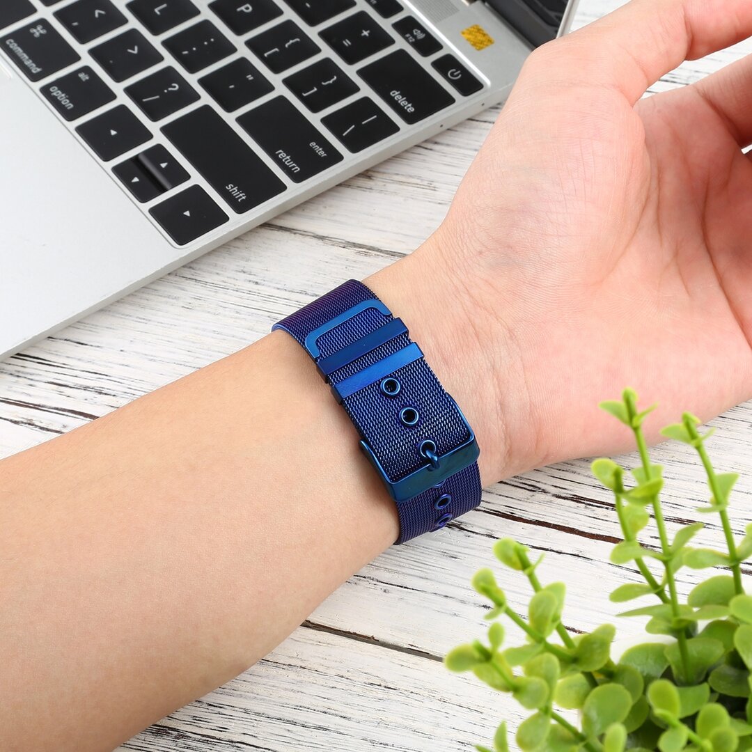 Milanese met gesp bandje - Blauw - Geschikt voor Apple Watch 38mm / 40mm / 41mm / 42mm