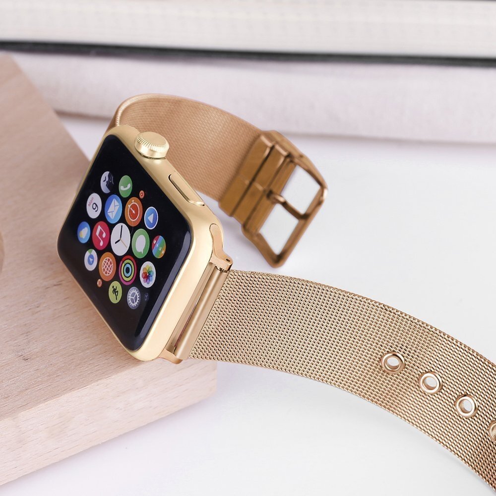 Milanese met gesp bandje - Champagne goud - Geschikt voor Apple Watch 38mm / 40mm / 41mm / 42mm