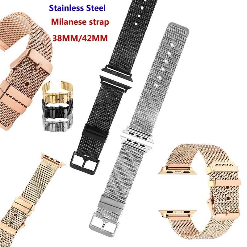 Milanese met gesp bandje - Champagne goud - Geschikt voor Apple Watch 38mm / 40mm / 41mm / 42mm