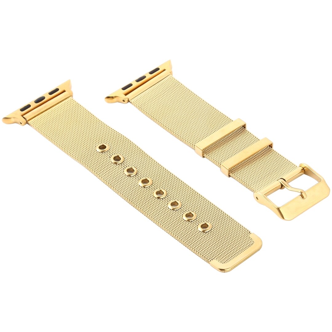 Milanese met gesp bandje - Goud - Geschikt voor Apple Watch 44mm / 45mm&nbsp;/ 46mm / 49mm