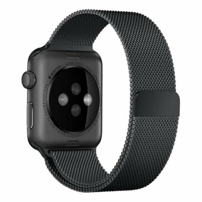 Milanese RVS bandje - Zwart - Geschikt voor Apple Watch 38mm / 40mm / 41mm / 42mm