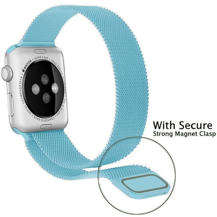 Milanese RVS bandje - Lichtblauw - Geschikt voor Apple Watch 38mm / 40mm / 41mm / 42mm