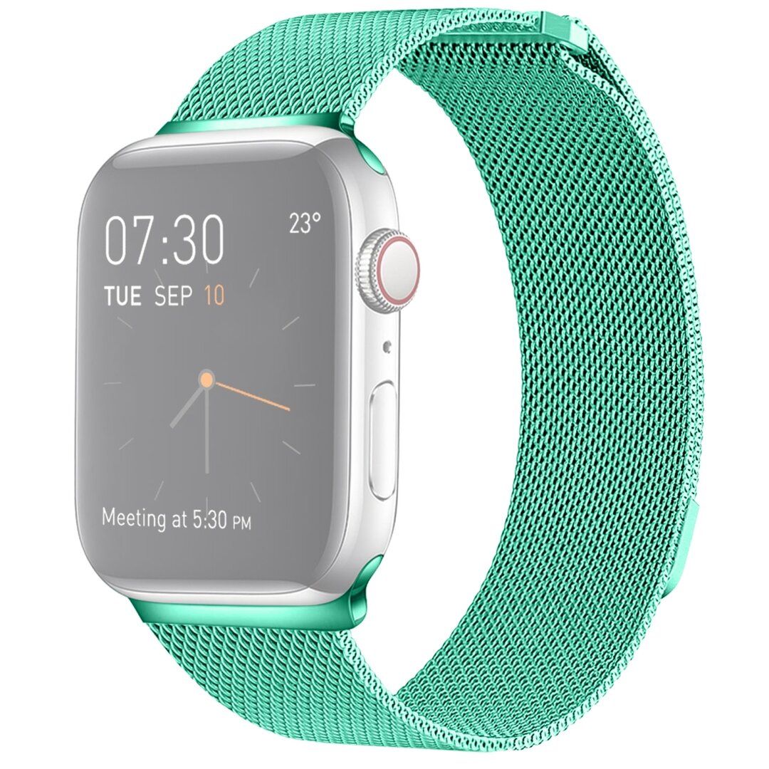 Milanese RVS bandje - Mint groen - Geschikt voor Apple Watch 44mm / 45mm&nbsp;/ 46mm / 49mm