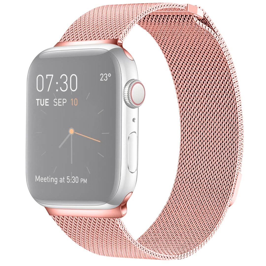 Milanese RVS bandje - Roze - Geschikt voor Apple Watch 44mm / 45mm&nbsp;/ 46mm / 49mm