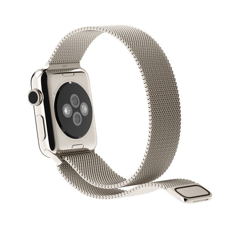 Milanese RVS bandje - Sterrenlicht / Starlight - Geschikt voor Apple Watch 44mm / 45mm&nbsp;/ 46mm / 49mm