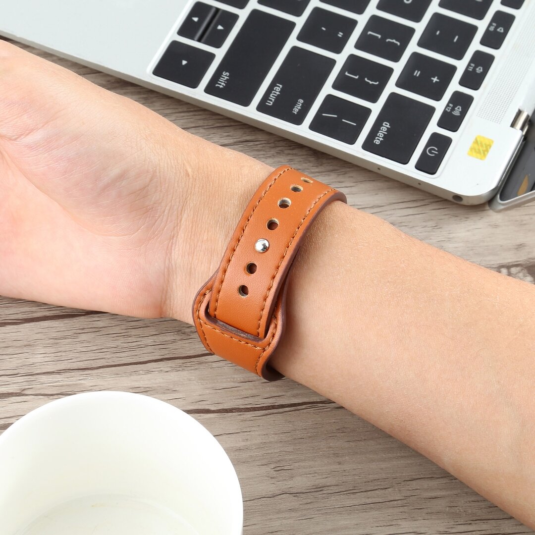 Leren bandje - Camel Bruin - Geschikt voor Apple Watch 38mm / 40mm / 41mm / 42mm
