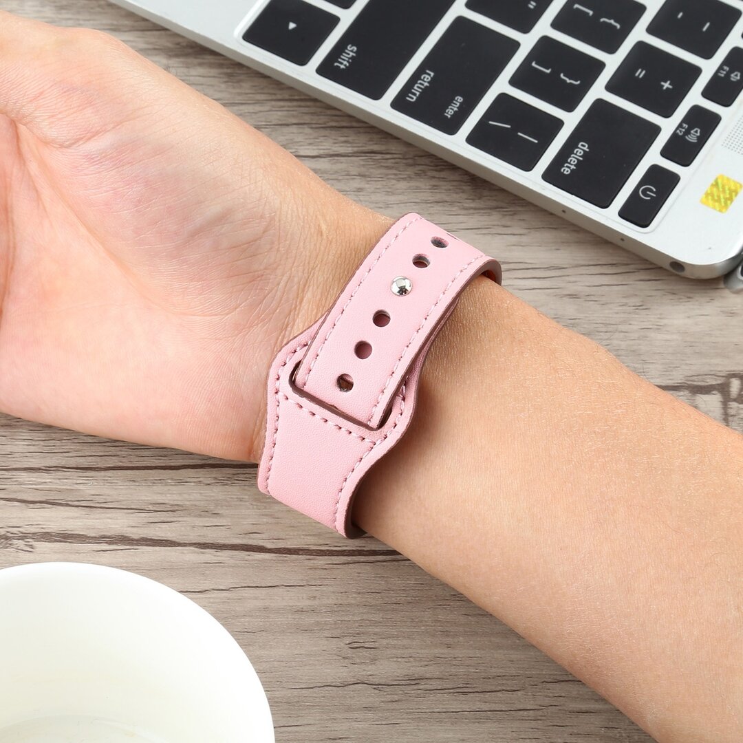 Leren bandje - Roze - Geschikt voor Apple Watch 38mm / 40mm / 41mm / 42mm