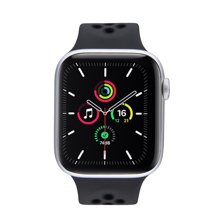 Solo Loop Sportbandje - Maat: L - Zwart - Geschikt voor Apple Watch 38mm / 40mm / 41mm / 42mm