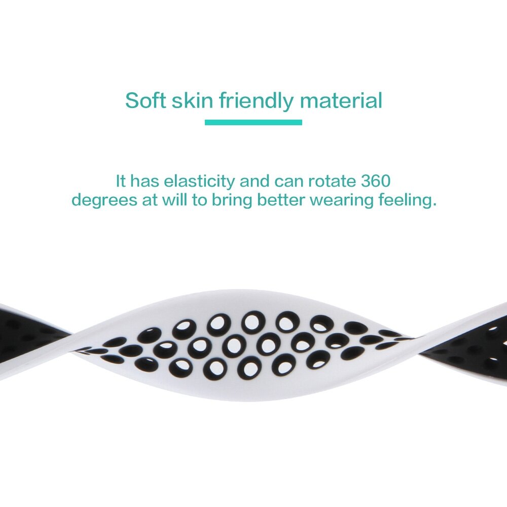 Solo Loop Sportbandje - Maat: L - Wit + Zwart - Geschikt voor Apple Watch 38mm / 40mm / 41mm / 42mm