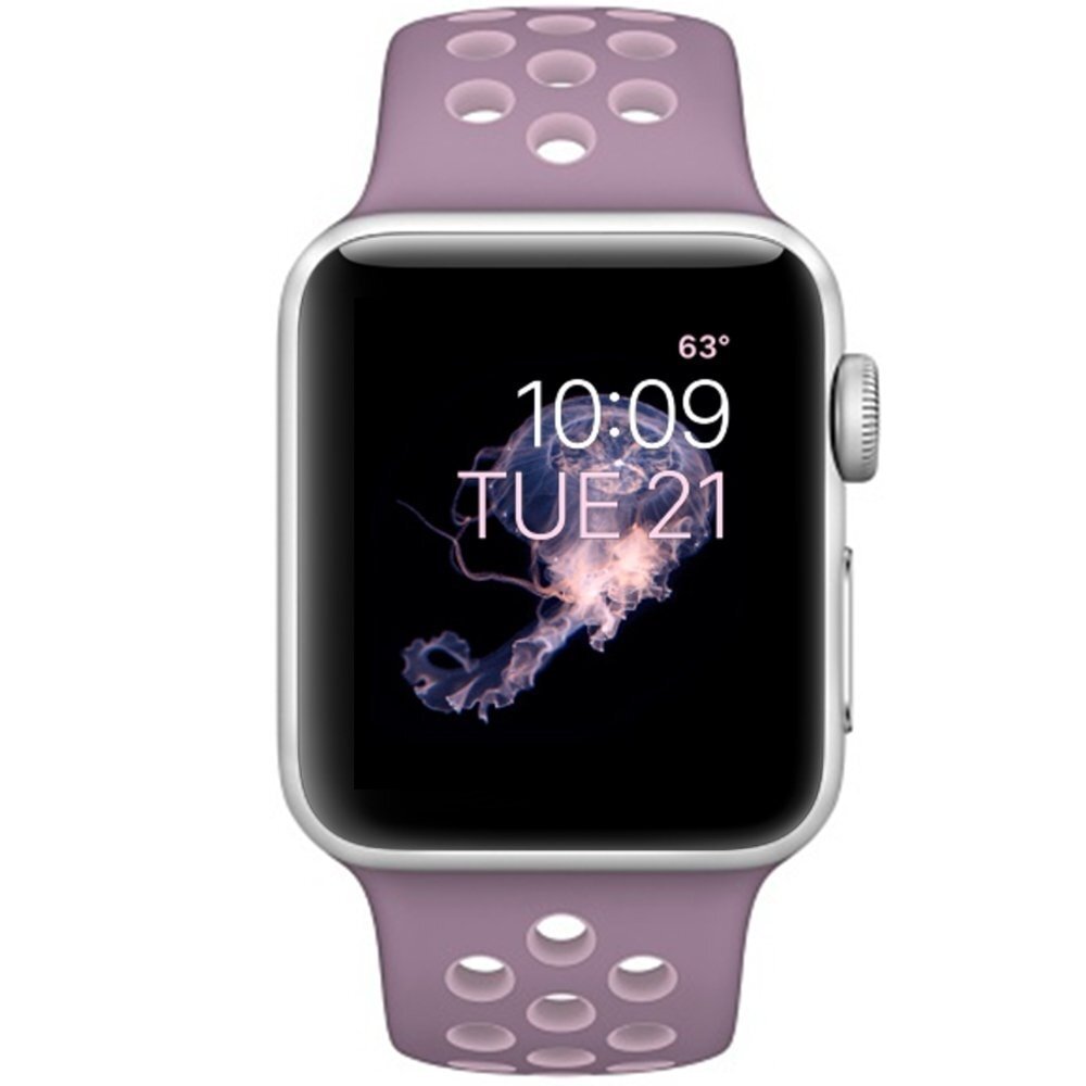 Sportbandje - Maat: S/M - Paars + Roze - Geschikt voor Apple Watch 38mm / 40mm / 41mm / 42mm