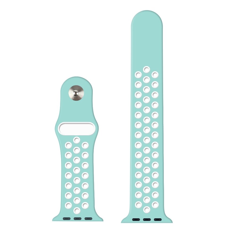 Sportbandje - Maat: M/L - Wit + Groen - Geschikt voor Apple Watch 38mm / 40mm / 41mm / 42mm