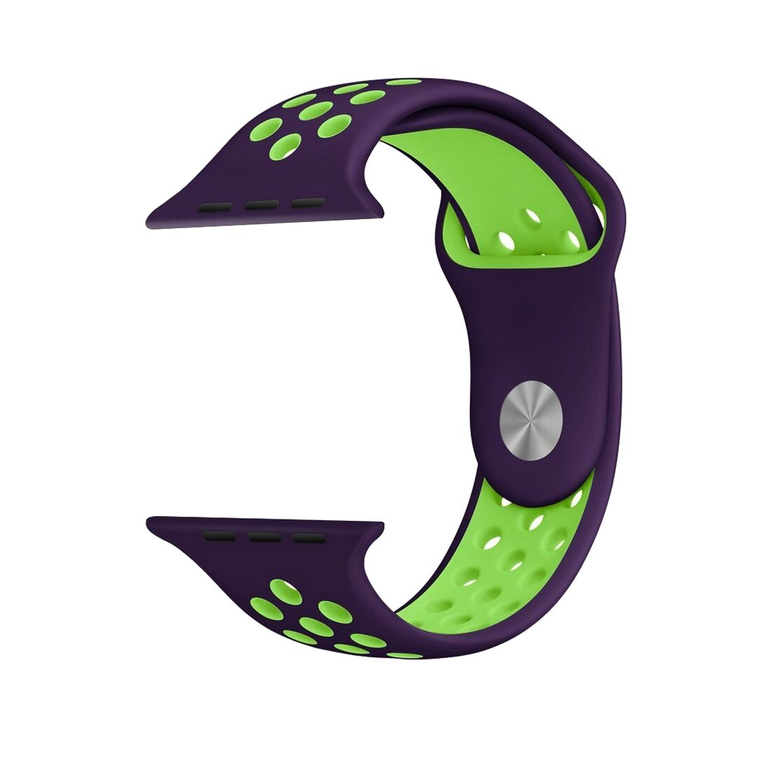 Sportbandje - Maat: M/L - Paars + Groen - Geschikt voor Apple watch 38mm / 40mm / 41mm / 42mm