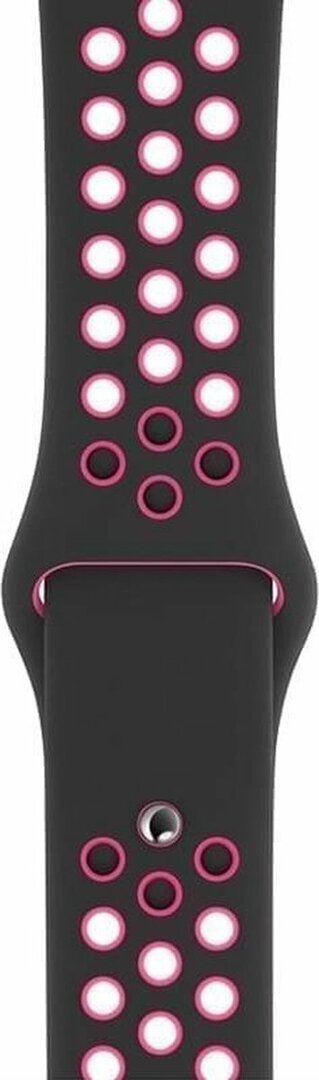 Sportbandje - Maat: S/M - Zwart + Roze - Geschikt voor Apple Watch 44mm / 45mm&nbsp;/ 46mm / 49mm