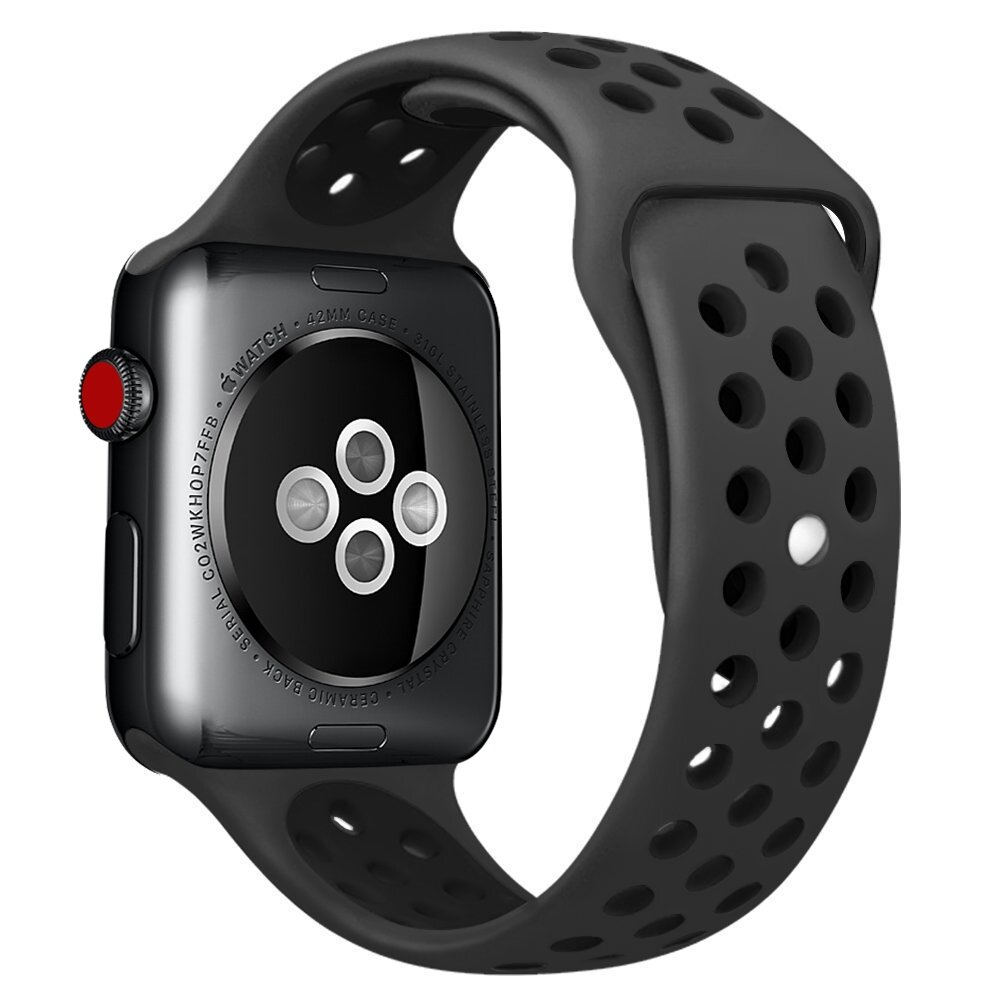 Sportbandje - Maat: S/M - Zwart - Geschikt voor Apple Watch 44mm / 45mm&nbsp;/ 46mm / 49mm