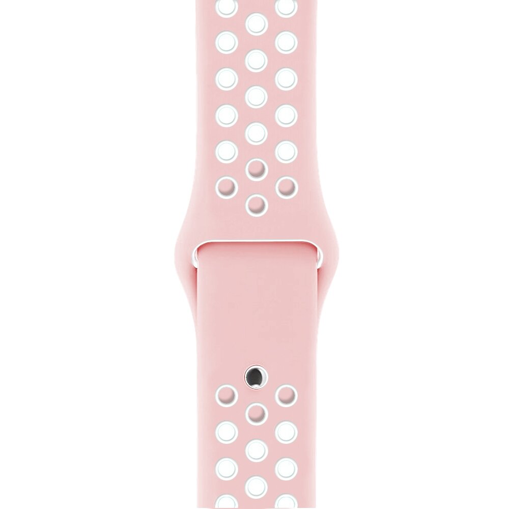 Sportbandje - Maat: S/M - Roze + Wit - Geschikt voor Apple Watch 44mm / 45mm&nbsp;/ 46mm / 49mm