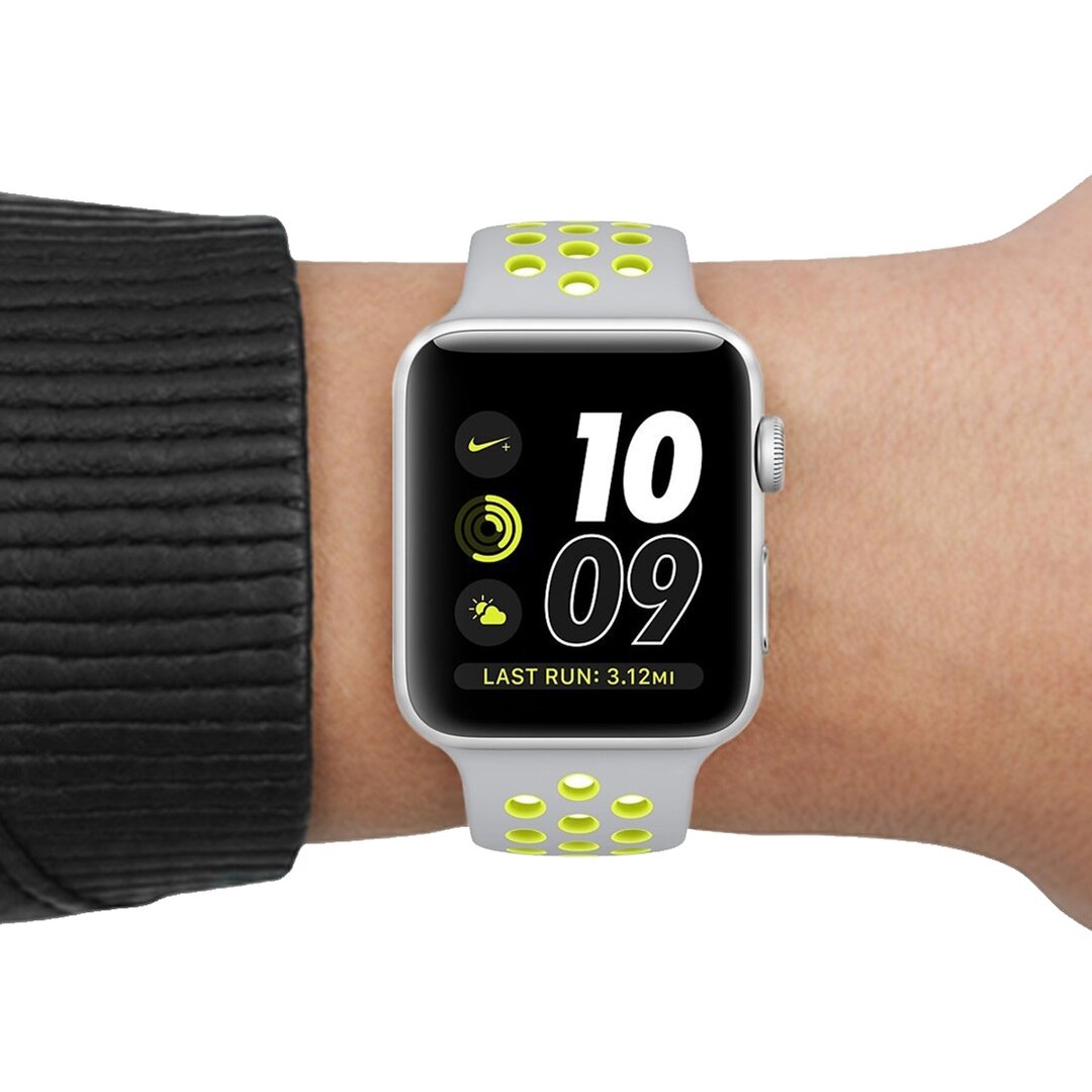 Sportbandje - Maat: S/M - Grijs + Geel - Geschikt voor Apple Watch 44mm / 45mm&nbsp;/ 46mm / 49mm