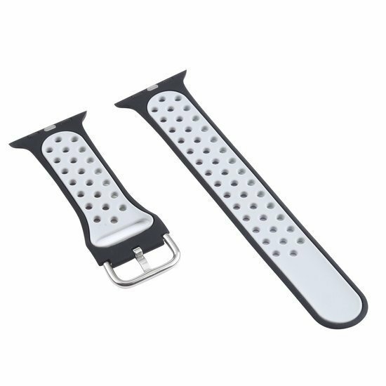 Siliconen sportband met gesp - Zwart + Multicolor - Geschikt voor Apple Watch 38mm / 40mm / 41mm / 42mm