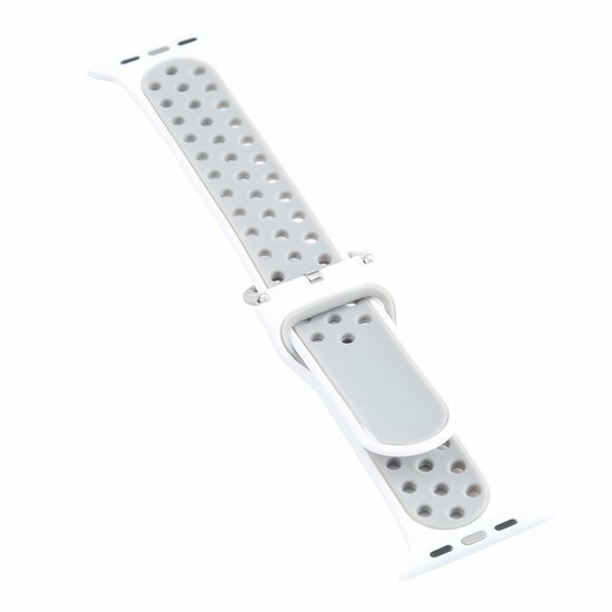 Siliconen sportband met gesp - Wit + Grijs - Geschikt voor Apple Watch 38mm / 40mm / 41mm / 42mm