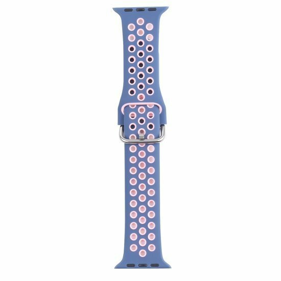 Siliconen sportband met gesp - Blauwpaars + Roze - Geschikt voor Apple Watch 38mm / 40mm / 41mm / 42mm
