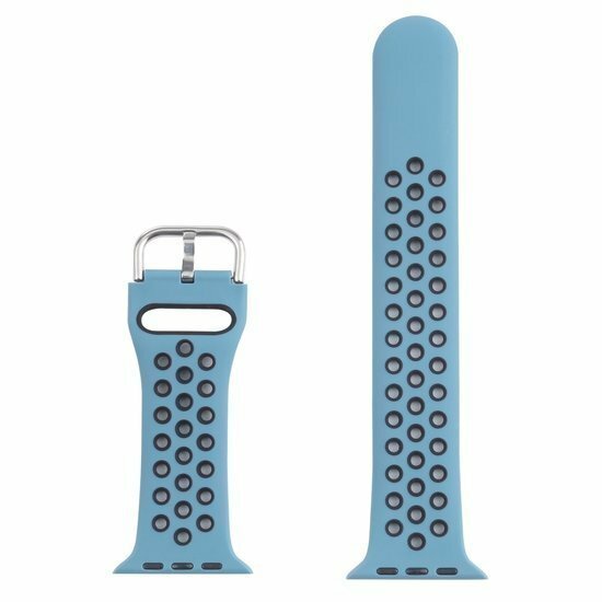 Siliconen sportband met gesp - Blauwgrijs + Zwart - Geschikt voor Apple Watch 38mm / 40mm / 41mm / 42mm