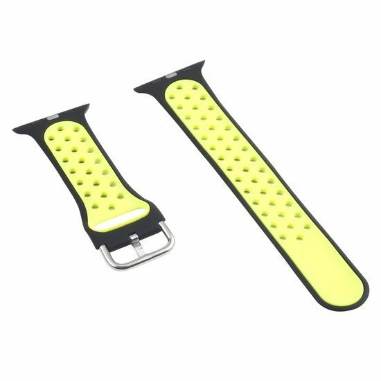 Siliconen sportband met gesp - Zwart + Geel - Geschikt voor Apple Watch 44mm / 45mm&nbsp;/ 46mm / 49mm