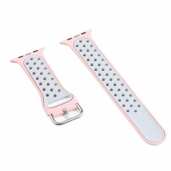 Siliconen sportband met gesp - Roze + Multicolor - Geschikt voor Apple Watch 44mm / 45mm&nbsp;/ 46mm / 49mm