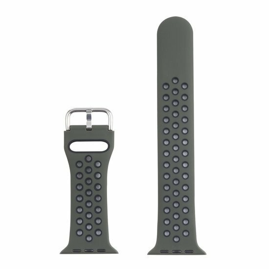 Siliconen sportband met gesp - Olijfgroen + Zwart - Geschikt voor Apple Watch 44mm / 45mm&nbsp;/ 46mm / 49mm