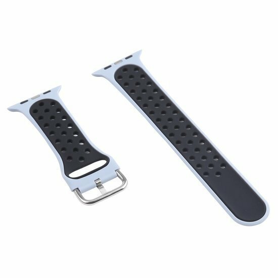 Siliconen sportband met gesp - Grijsblauw + Zwart - Geschikt voor Apple Watch 44mm / 45mm&nbsp;/ 46mm / 49mm