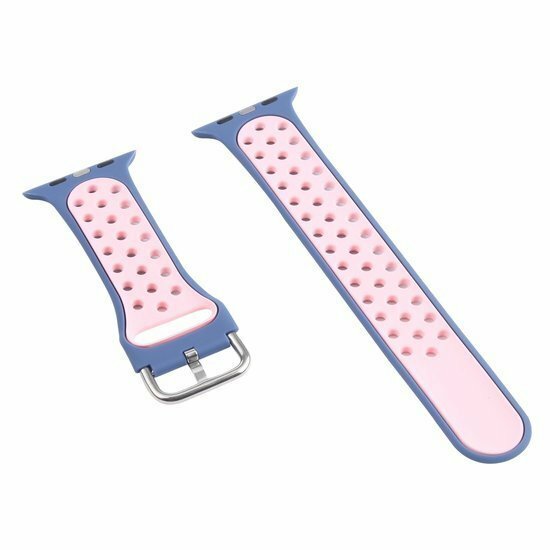 Siliconen sportband met gesp - Blauwpaars + Roze - Geschikt voor Apple Watch 44mm / 45mm&nbsp;/ 46mm / 49mm