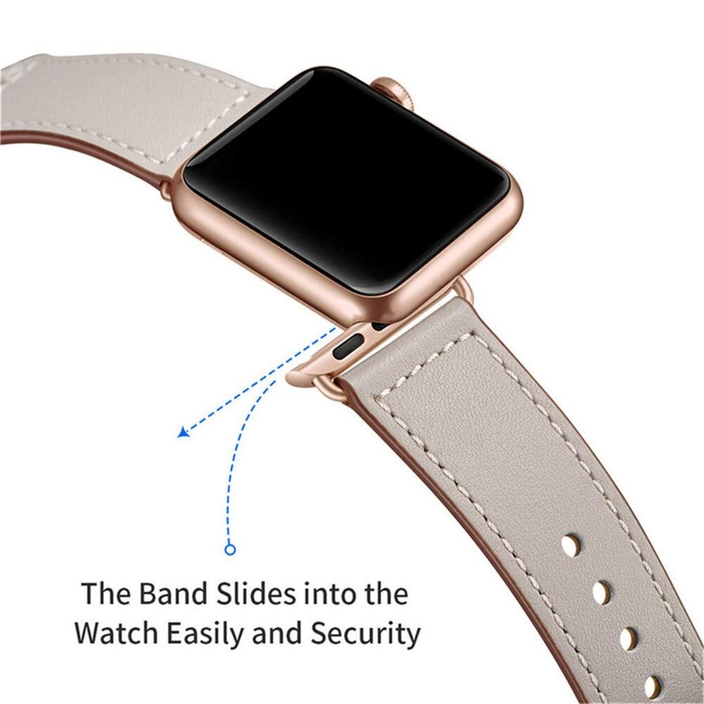 Leren bandje - Taupe - Geschikt voor Apple Watch 44mm / 45mm&nbsp;/ 46mm / 49mm