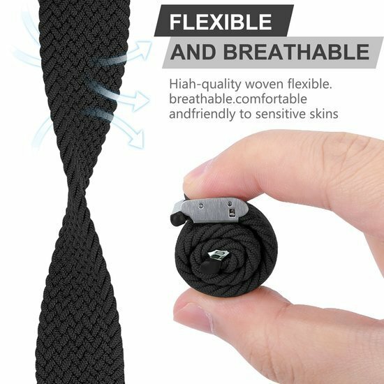 Braided nylon bandje - Zwart - Geschikt voor Apple Watch 38mm / 40mm / 41mm / 42mm