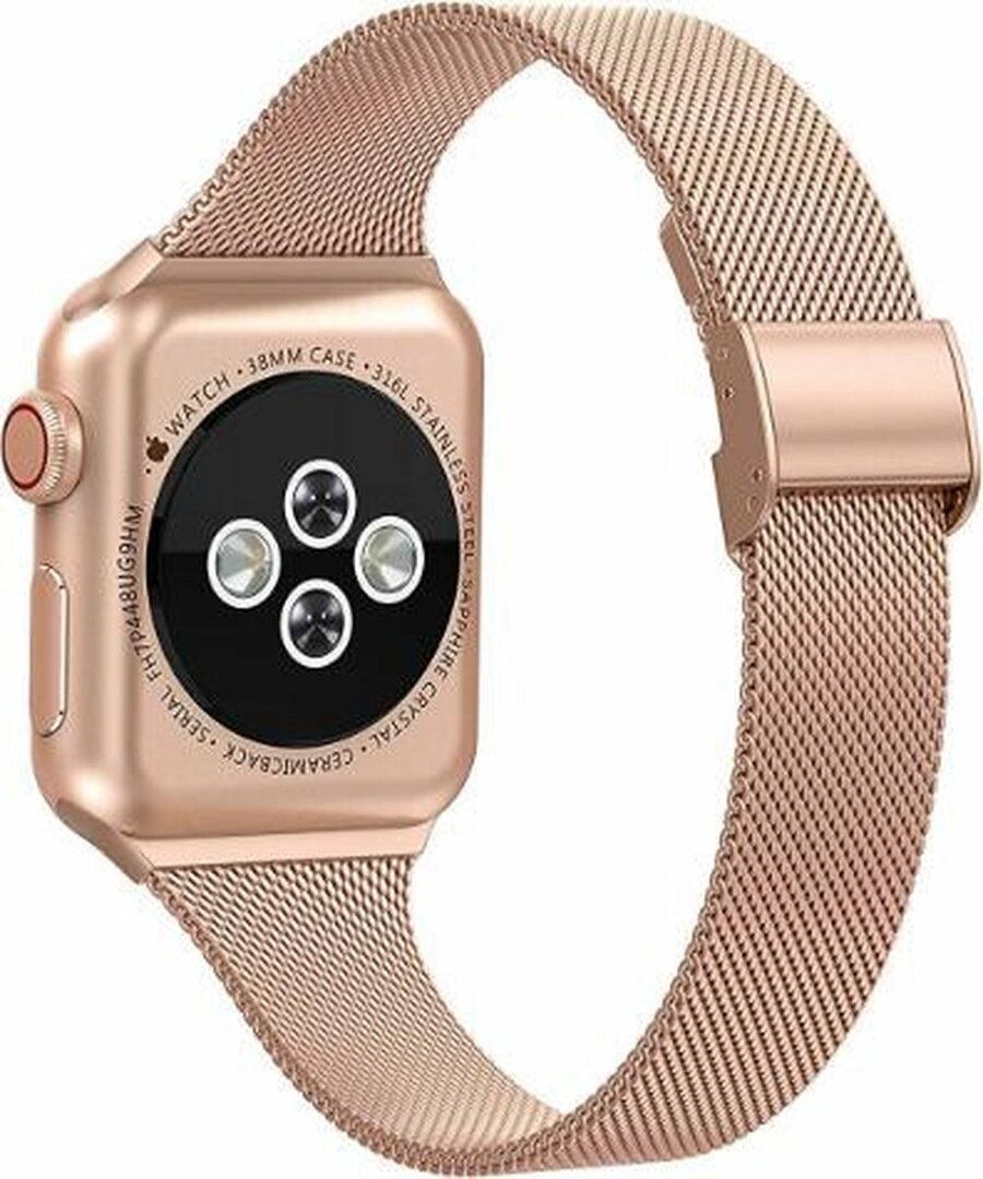 Milanese slim fit bandje - Champagne goud - Geschikt voor Apple Watch 38mm / 40mm / 41mm / 42mm