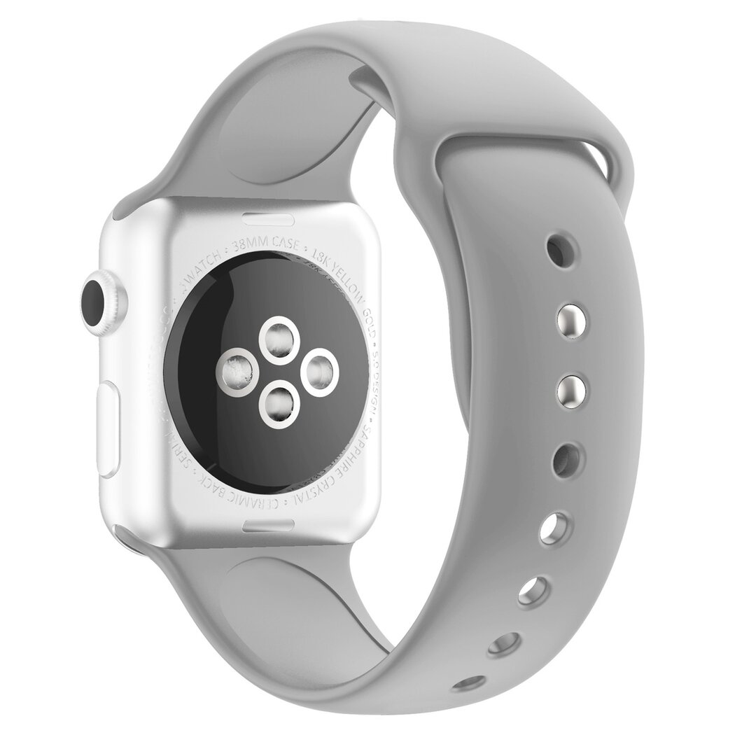 Siliconen sportbandje - Grijs - Dubbele druksluiting - Geschikt voor Apple Watch 38mm / 40mm / 41mm / 42mm
