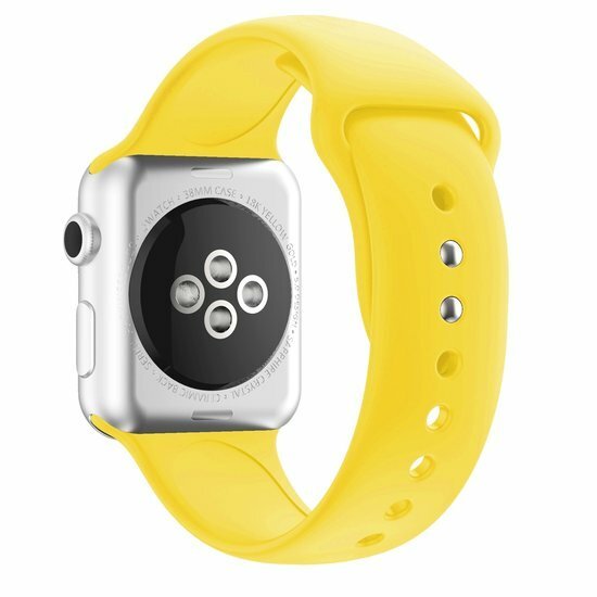 Siliconen sportbandje - Geel - Dubbele druksluiting - Geschikt voor Apple Watch 44mm / 45mm&nbsp;/ 46mm / 49mm