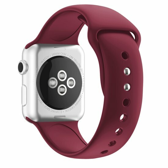 Siliconen sportbandje - Bordeaux - Dubbele druksluiting - Geschikt voor Apple Watch 44mm / 45mm&nbsp;/ 46mm / 49mm