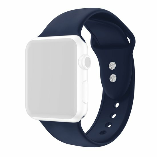 Siliconen sportbandje - Donkerblauw - Dubbele druksluiting - Geschikt voor Apple Watch 44mm / 45mm&nbsp;/ 46mm / 49mm