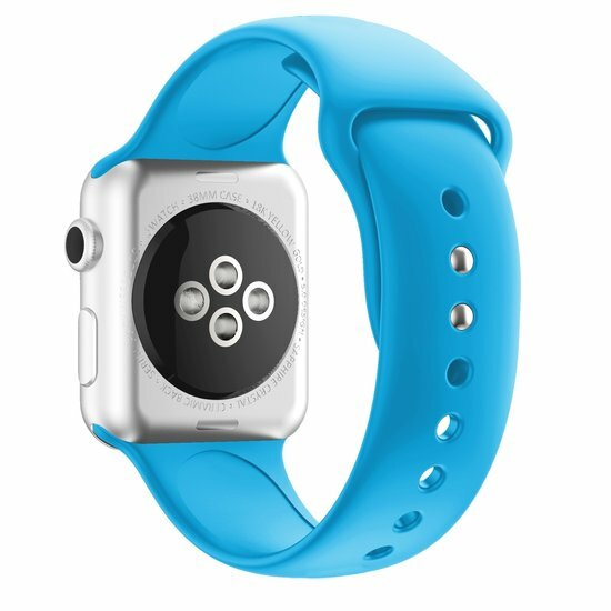 Siliconen sportbandje - Blauw - Dubbele druksluiting - Geschikt voor Apple Watch 44mm / 45mm&nbsp;/ 46mm / 49mm