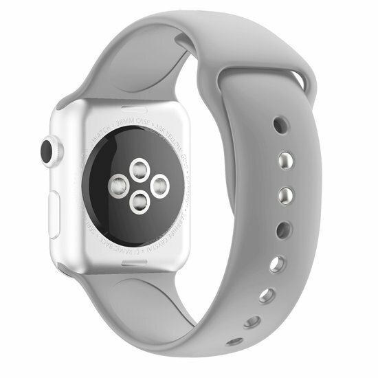 Siliconen sportbandje - Grijs - Dubbele druksluiting - Geschikt voor Apple Watch 44mm / 45mm&nbsp;/ 46mm / 49mm