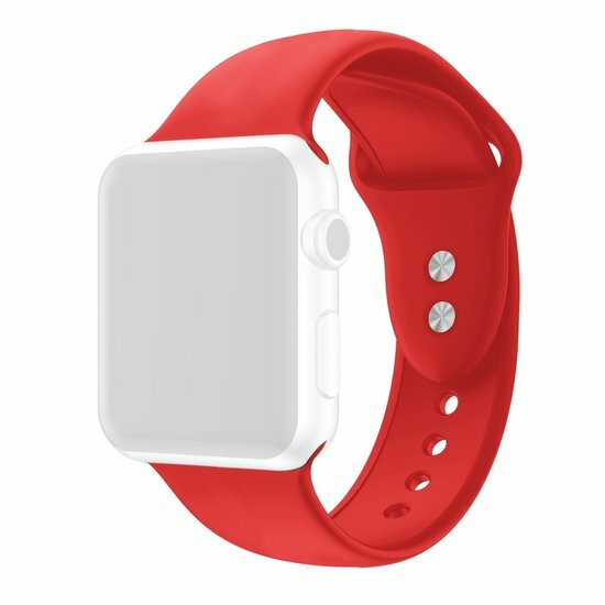 Siliconen sportbandje - Rood - Dubbele druksluiting - Geschikt voor Apple Watch 44mm / 45mm&nbsp;/ 46mm / 49mm