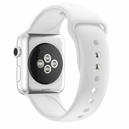 Siliconen sportbandje - Wit - Dubbele druksluiting - Geschikt voor Apple Watch 44mm / 45mm&nbsp;/ 46mm / 49mm