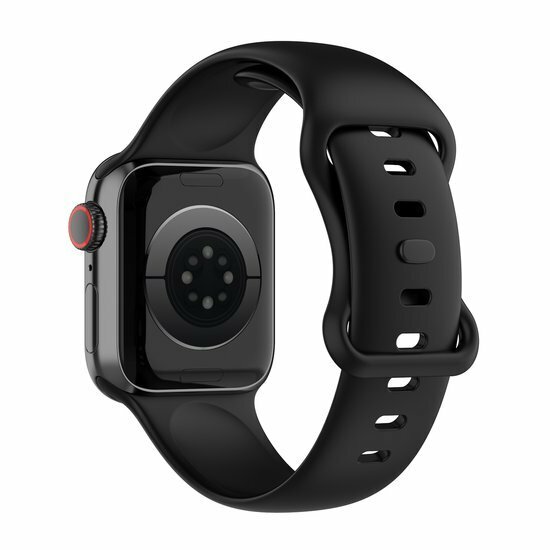 Siliconen sportbandje - Zwart - Maat: M/L - Geschikt voor Apple Watch 44mm / 45mm&nbsp;/ 46mm / 49mm