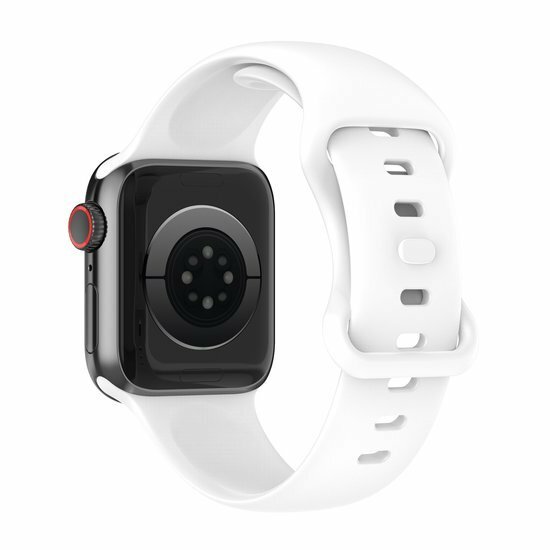Siliconen sportbandje - Wit - Maat: M/L - Geschikt voor Apple Watch 44mm / 45mm&nbsp;/ 46mm / 49mm