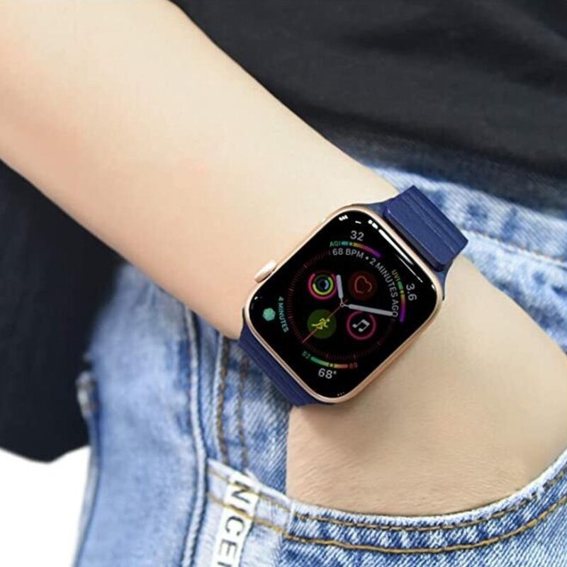 Siliconen Loop bandje - Donkerblauw - Geschikt voor Apple Watch 38mm / 40mm / 41mm / 42mm