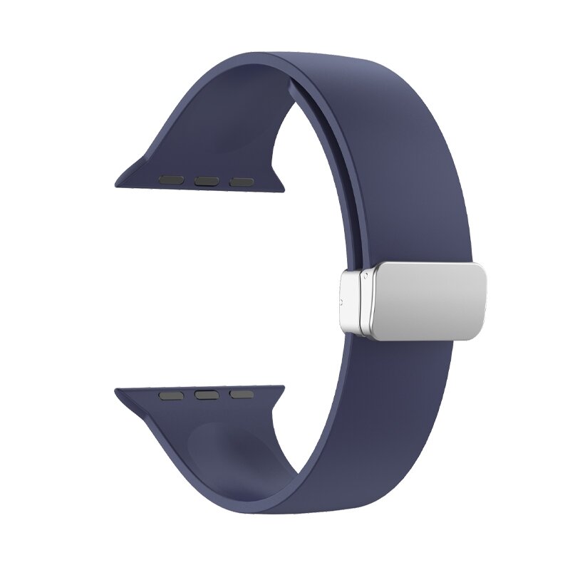 Siliconen bandje - Folding Buckle - Donkerblauw - Geschikt voor Apple Watch 38mm / 40mm / 41mm / 42mm